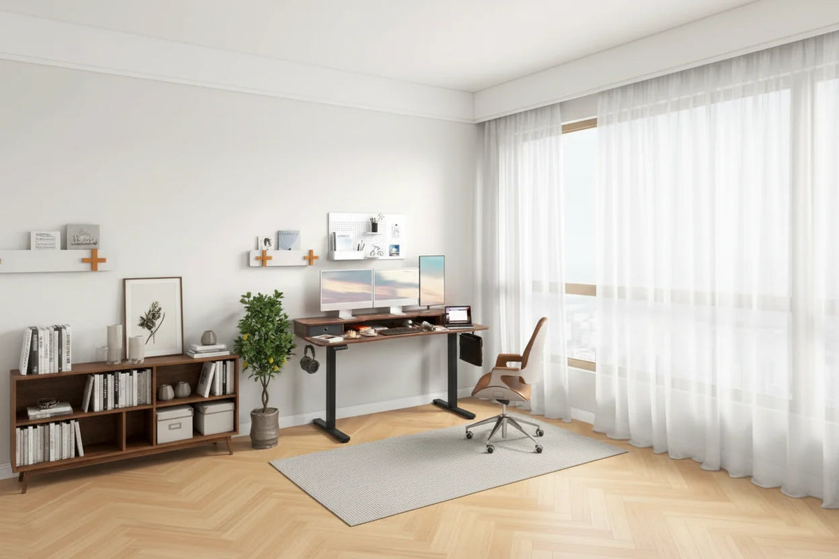 Electric Standing Desk Height Adjustable Stand Up Desk w/Storage Shelf