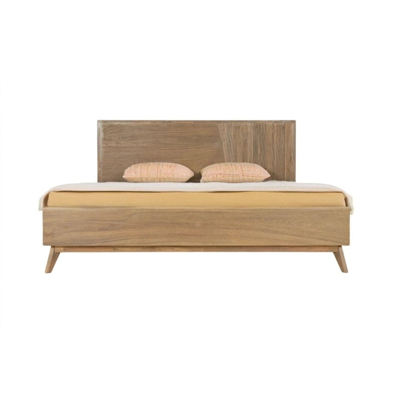 Cadre de lit Queen en bois naturel