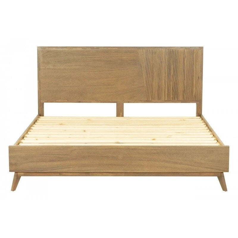 Cadre de lit Queen en bois naturel