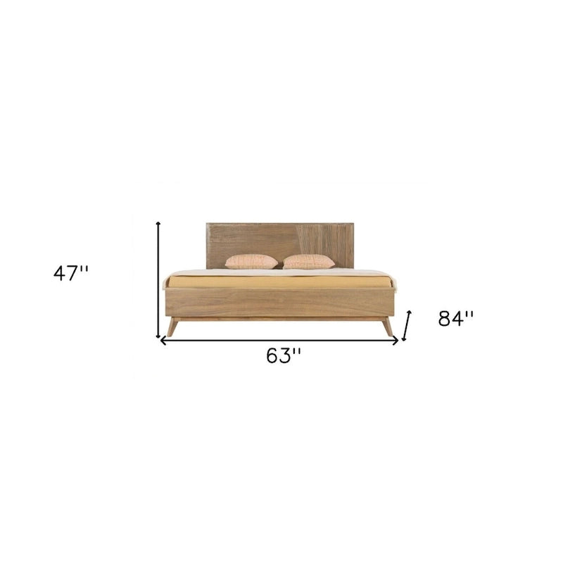 Cadre de lit Queen en bois naturel