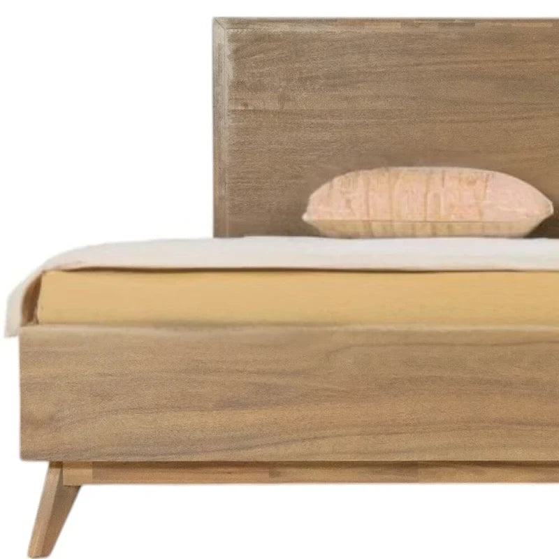 Cadre de lit Queen en bois naturel