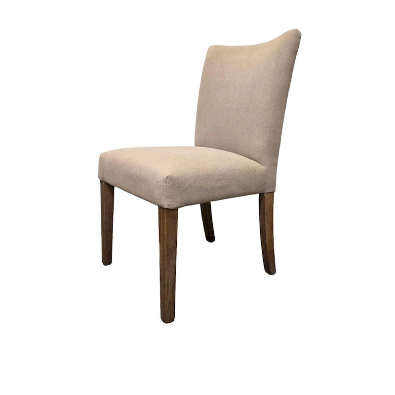 Lot de 2 chaises de salle à manger Zeus, tissu beige, pieds coniques marron