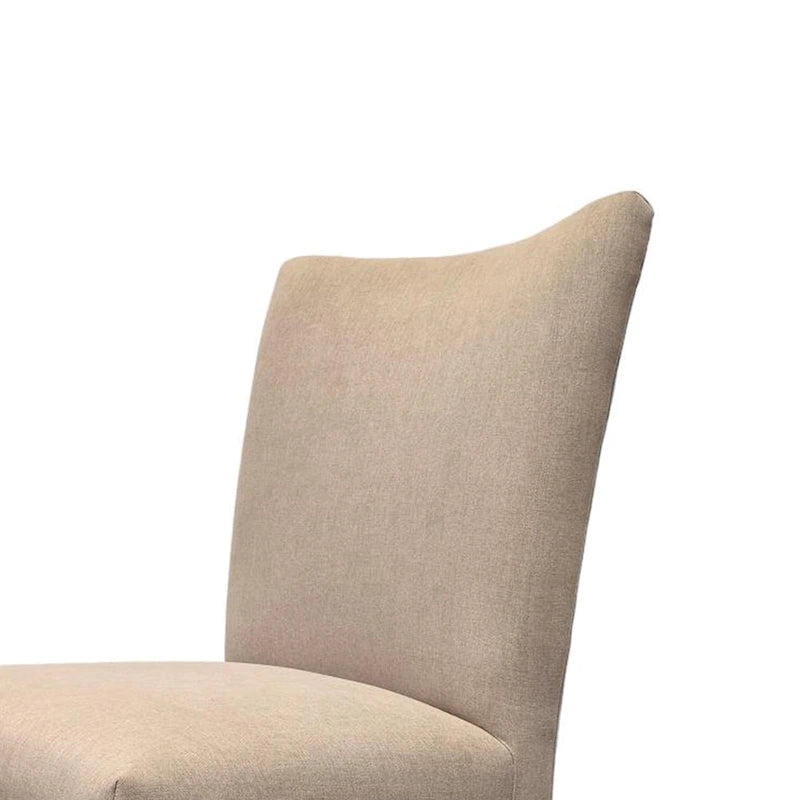 Lot de 2 chaises de salle à manger Zeus, tissu beige, pieds coniques marron
