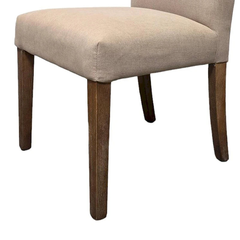 Lot de 2 chaises de salle à manger Zeus, tissu beige, pieds coniques marron