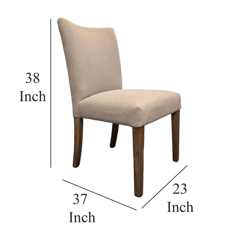 Lot de 2 chaises de salle à manger Zeus, tissu beige, pieds coniques marron