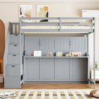 Full Over Full Size Murphy Bed with Hydraulic Lift & Desk Design
