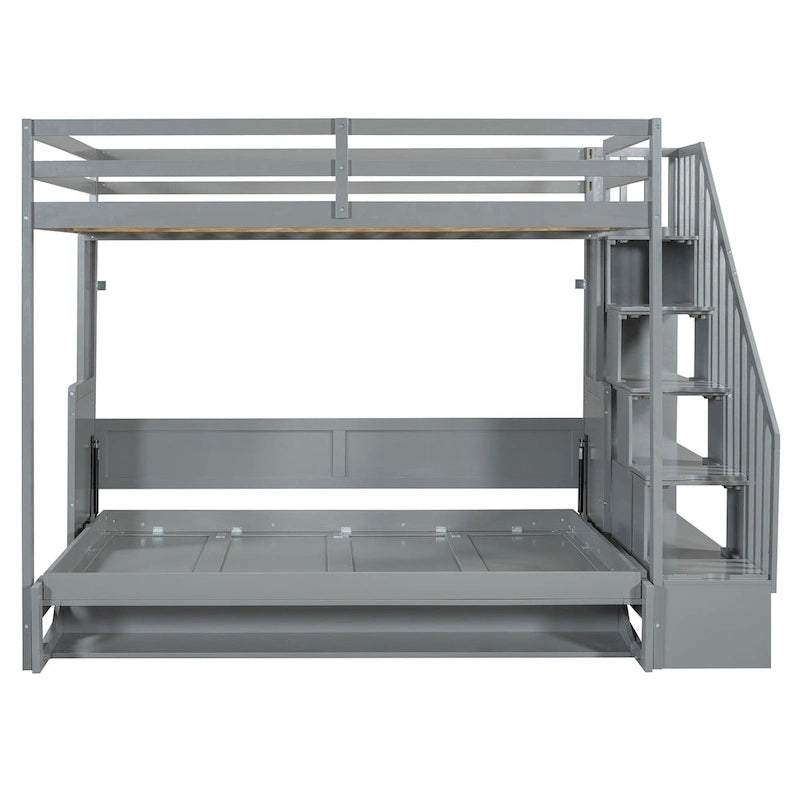 Lit escamotable double avec vérin hydraulique et bureau intégré