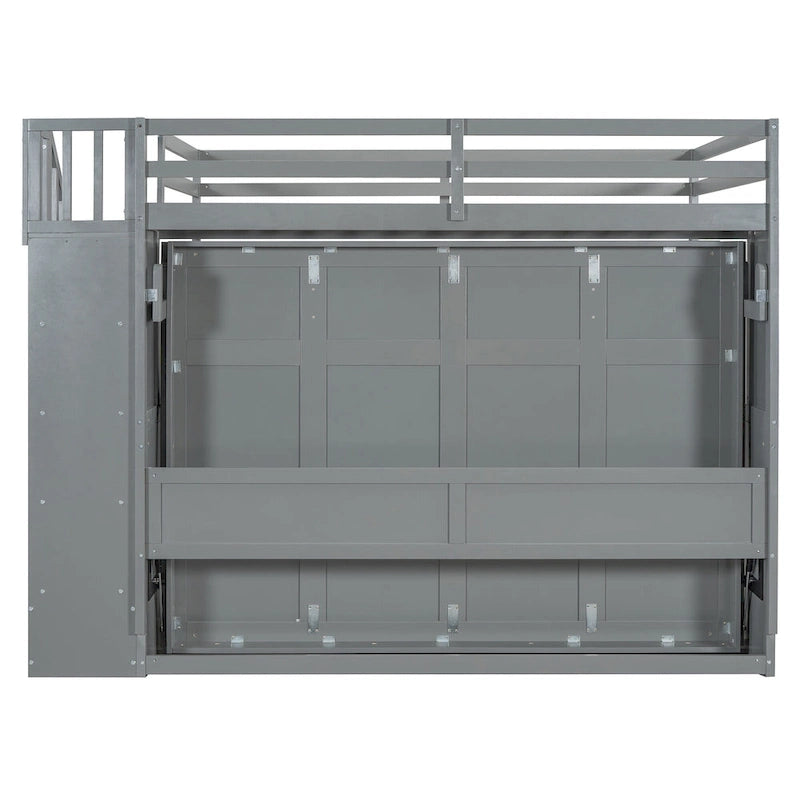 Lit escamotable double avec vérin hydraulique et bureau intégré