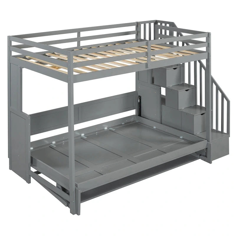 Lit escamotable double avec vérin hydraulique et bureau intégré