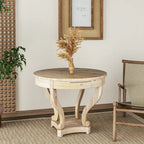 Table de salle à manger ronde de petite taille, table d'appoint, table basse de style ferme à pieds incurvés