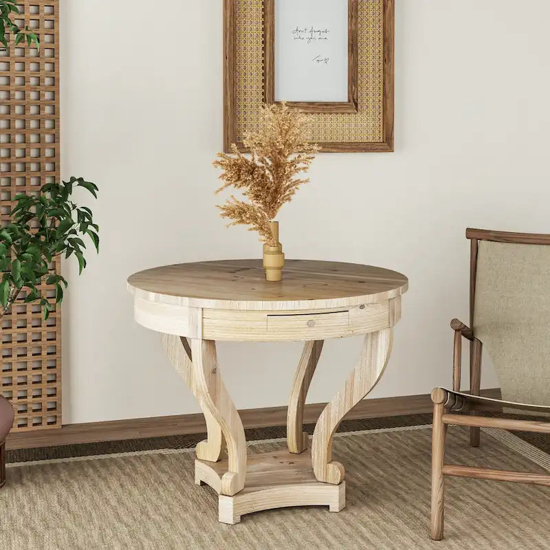 Table de salle à manger ronde de petite taille, table d'appoint, table basse de style ferme à pieds incurvés