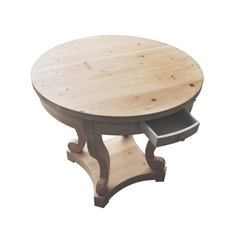 Table de salle à manger ronde de petite taille, table d'appoint, table basse de style ferme à pieds incurvés
