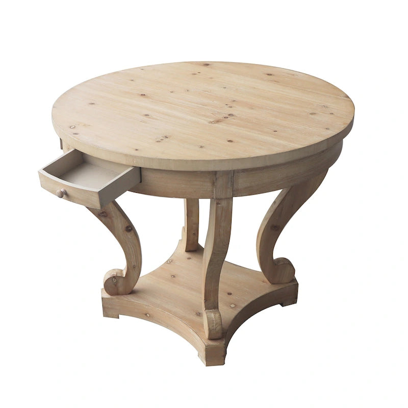 Table de salle à manger ronde de petite taille, table d'appoint, table basse de style ferme à pieds incurvés