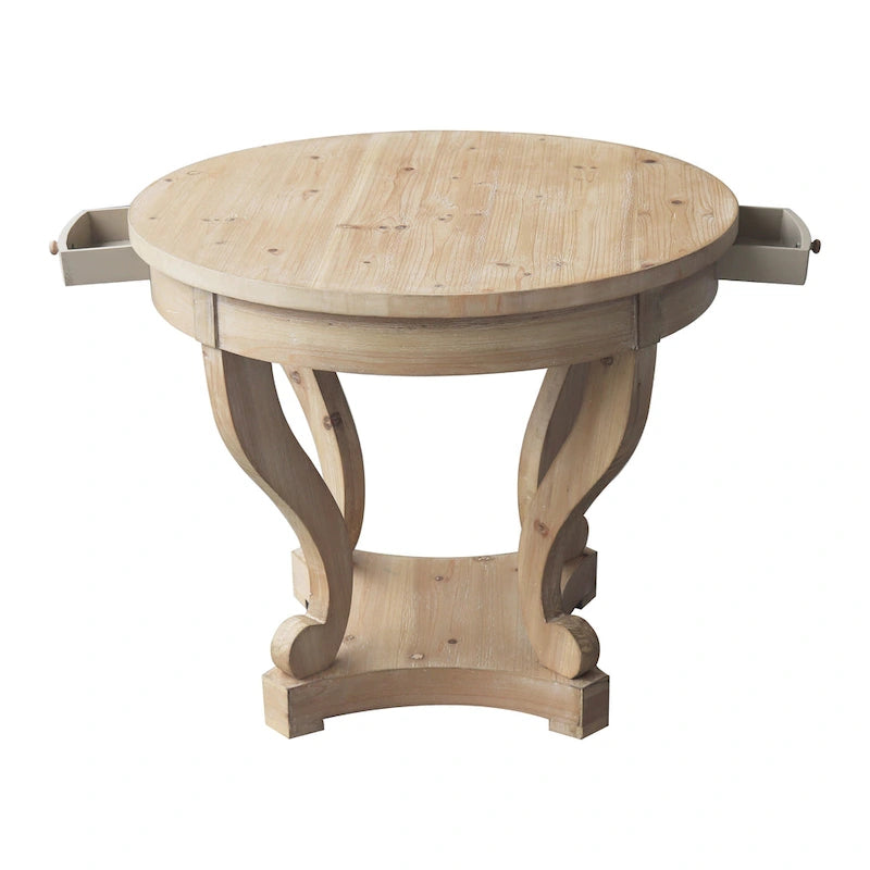 Table de salle à manger ronde de petite taille, table d'appoint, table basse de style ferme à pieds incurvés