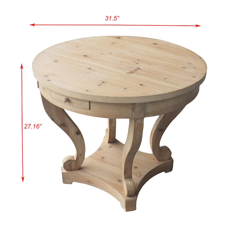 Table de salle à manger ronde de petite taille, table d'appoint, table basse de style ferme à pieds incurvés