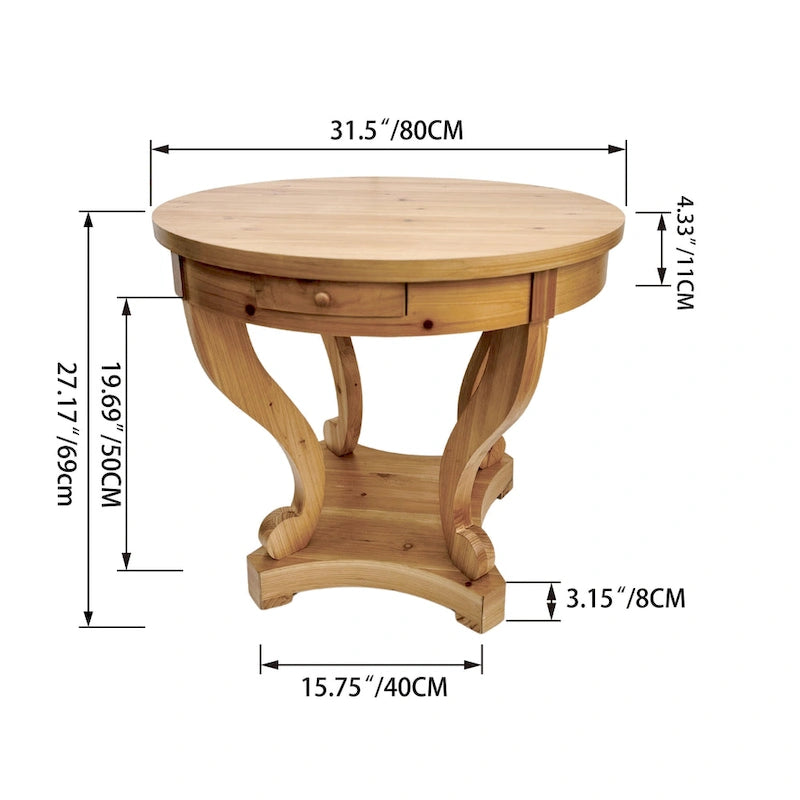 Table de salle à manger ronde de petite taille, table d'appoint, table basse de style ferme à pieds incurvés