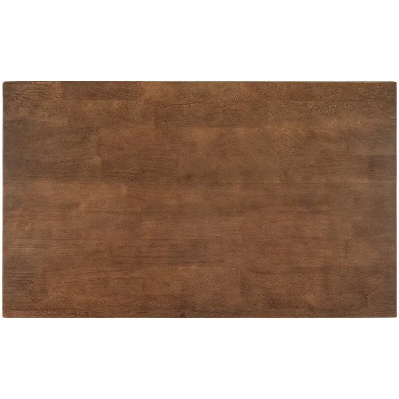 Îlot de cuisine rustique fixe en bois massif de 114 cm, table à manger et de préparation en bois d'hévéa avec deux étagères ouvertes.