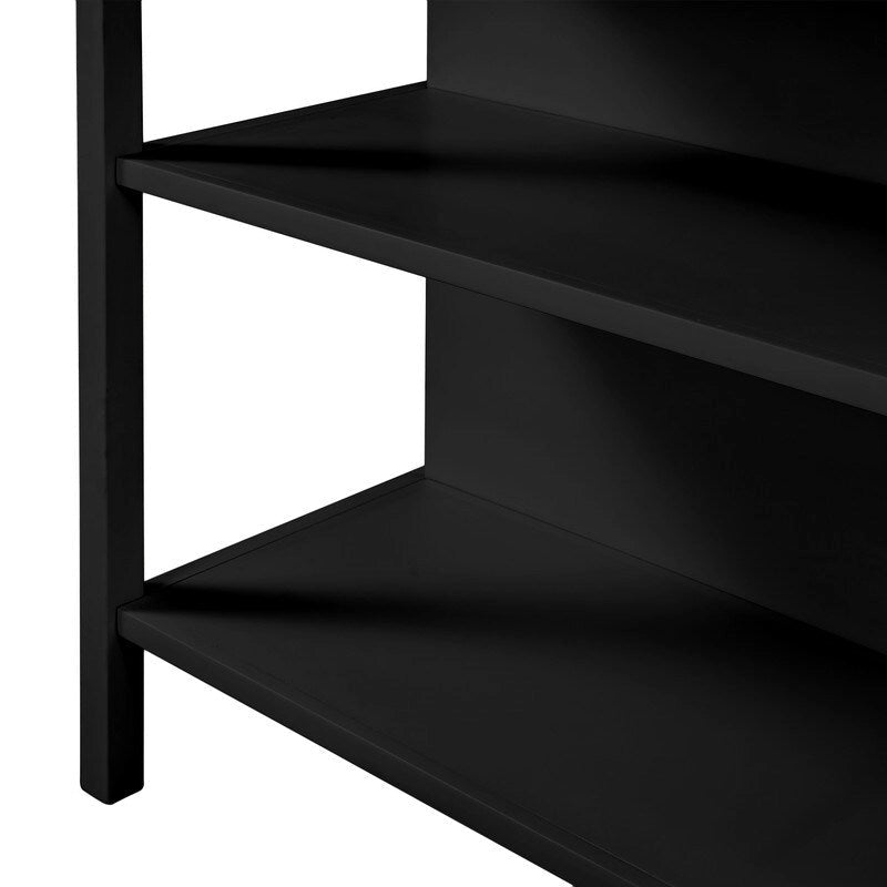 Îlot de cuisine rustique fixe en bois massif de 114 cm, table à manger et de préparation en bois d'hévéa avec deux étagères ouvertes.