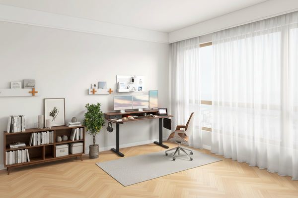 Electric Standing Desk Height Adjustable Stand Up Desk w/Storage Shelf