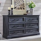 Commode de chambre à 6 tiroirs style ferme, meuble de rangement, meuble TV