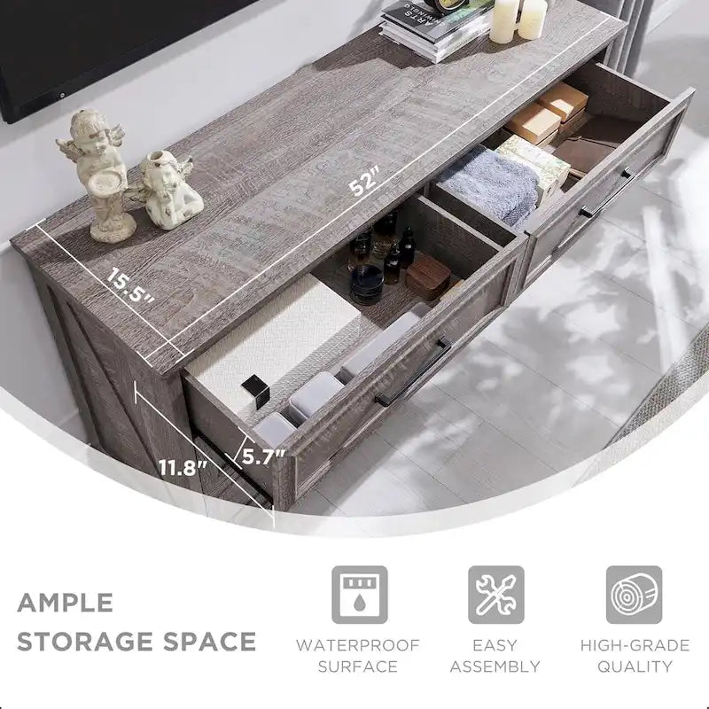 Commode de chambre à 6 tiroirs style ferme, meuble de rangement, meuble TV