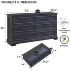 Commode de chambre à 6 tiroirs style ferme, meuble de rangement, meuble TV