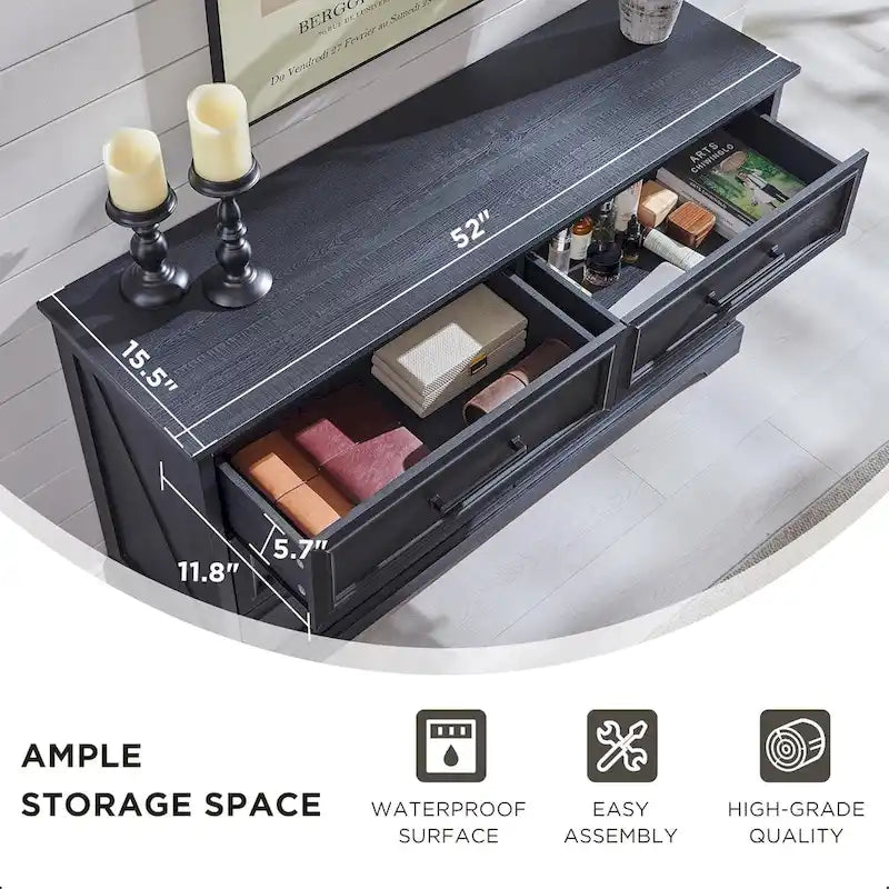 Commode de chambre à 6 tiroirs style ferme, meuble de rangement, meuble TV