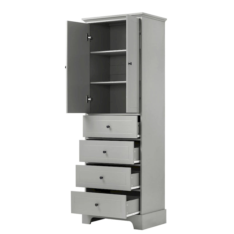 Armoire de rangement à 2 portes et 4 tiroirs pour salle de bain ou bureau