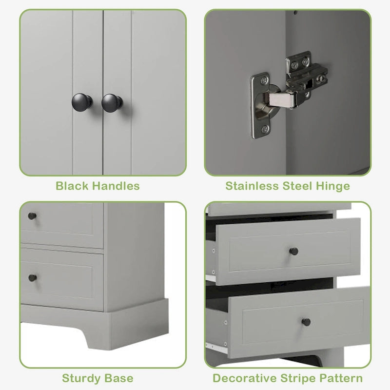 Armoire de rangement à 2 portes et 4 tiroirs pour salle de bain ou bureau
