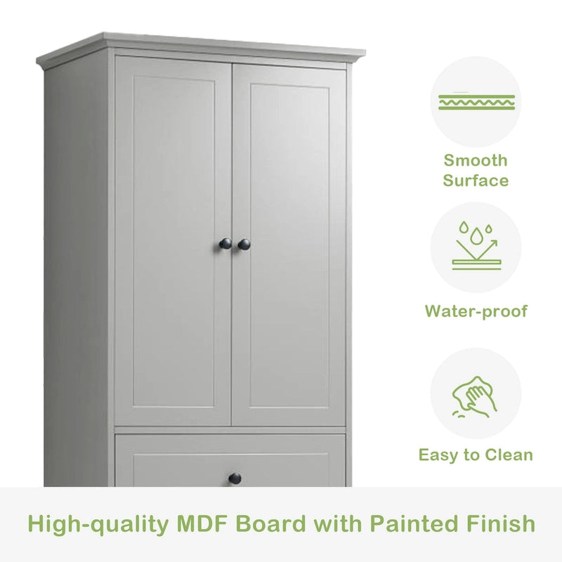 Armoire de rangement à 2 portes et 4 tiroirs pour salle de bain ou bureau