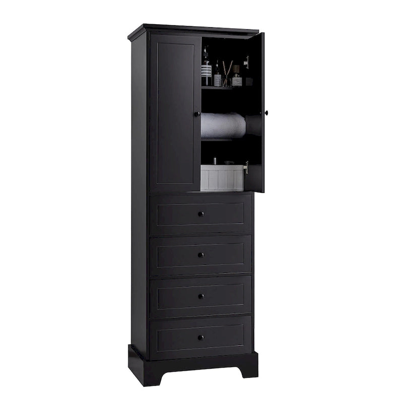 Armoire de rangement à 2 portes et 4 tiroirs pour salle de bain ou bureau