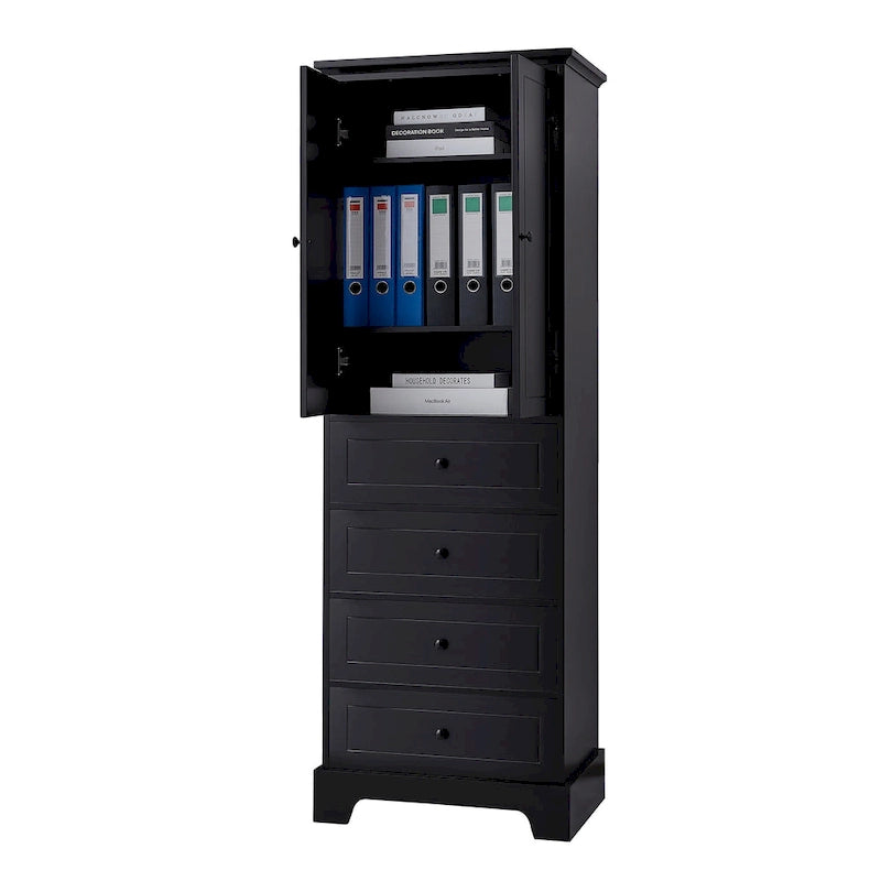 Armoire de rangement à 2 portes et 4 tiroirs pour salle de bain ou bureau