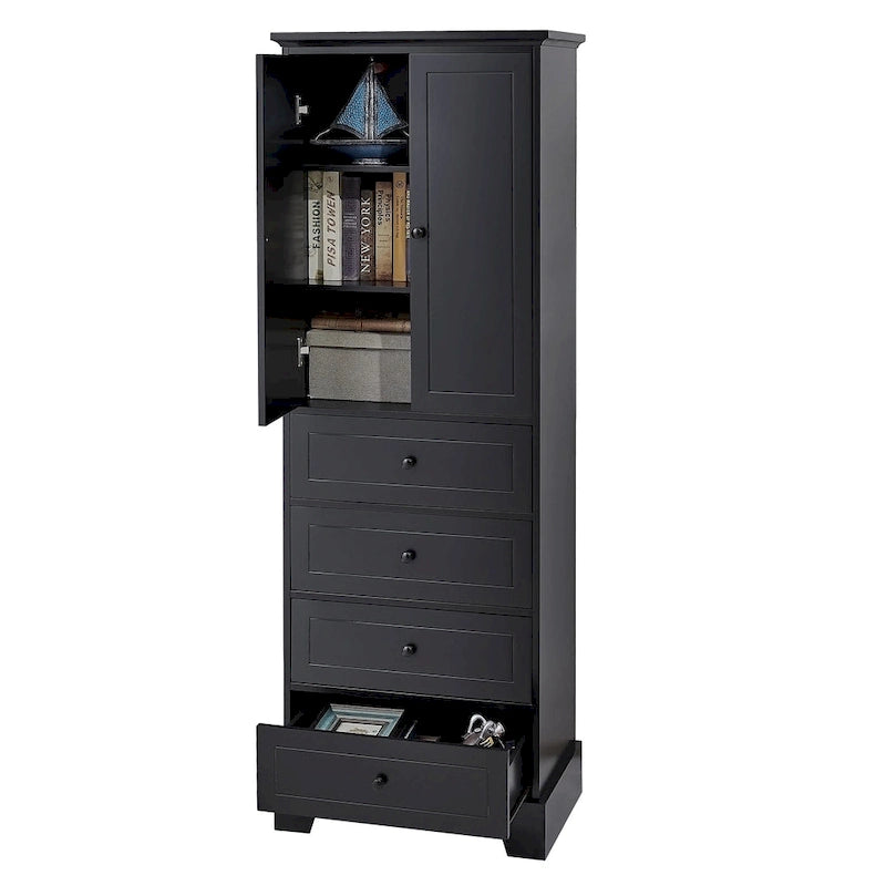 Armoire de rangement à 2 portes et 4 tiroirs pour salle de bain ou bureau