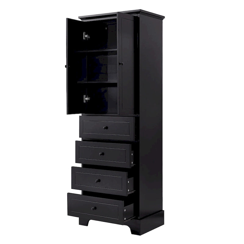 Armoire de rangement à 2 portes et 4 tiroirs pour salle de bain ou bureau