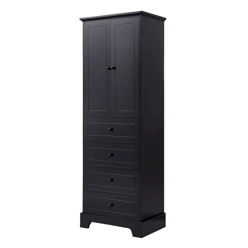 Armoire de rangement à 2 portes et 4 tiroirs pour salle de bain ou bureau