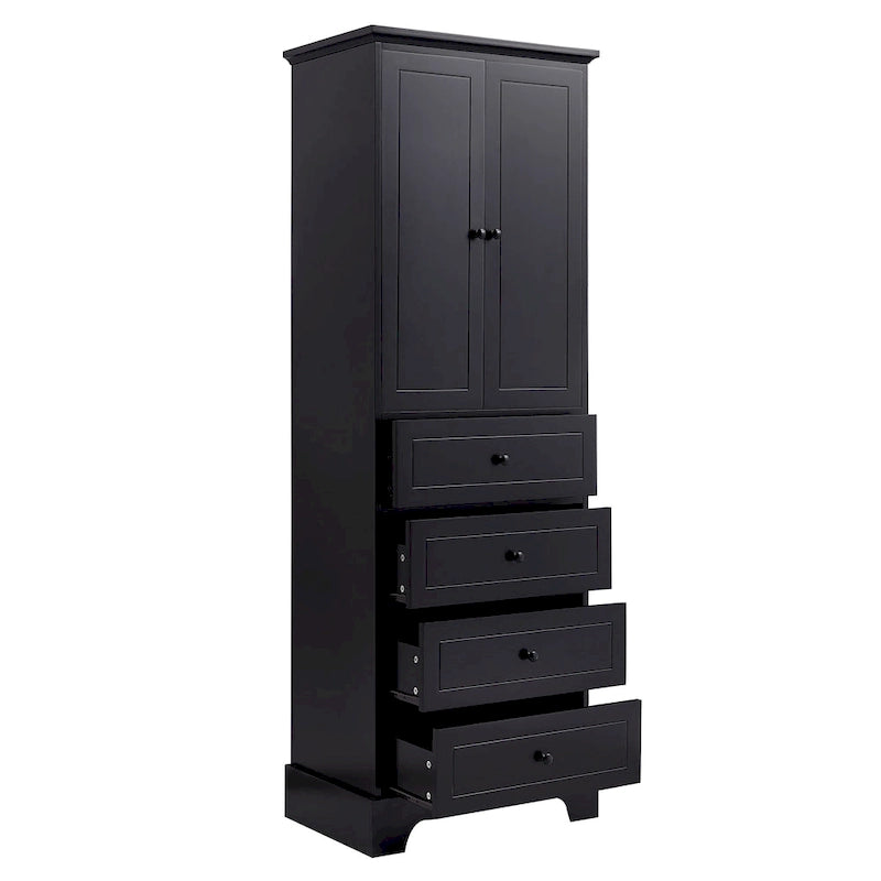 Armoire de rangement à 2 portes et 4 tiroirs pour salle de bain ou bureau