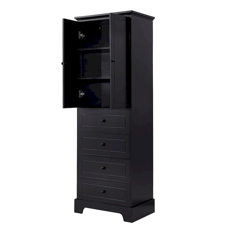 Armoire de rangement à 2 portes et 4 tiroirs pour salle de bain ou bureau