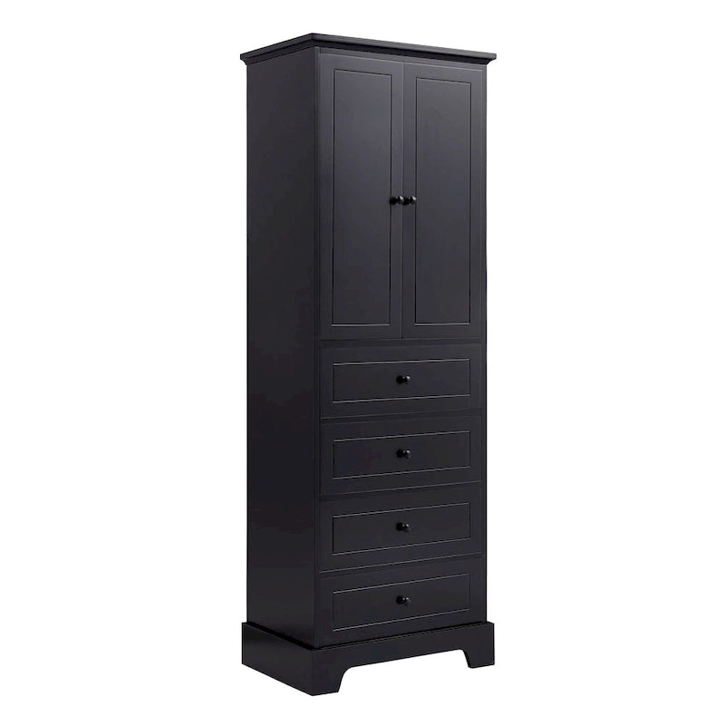 Armoire de rangement à 2 portes et 4 tiroirs pour salle de bain ou bureau