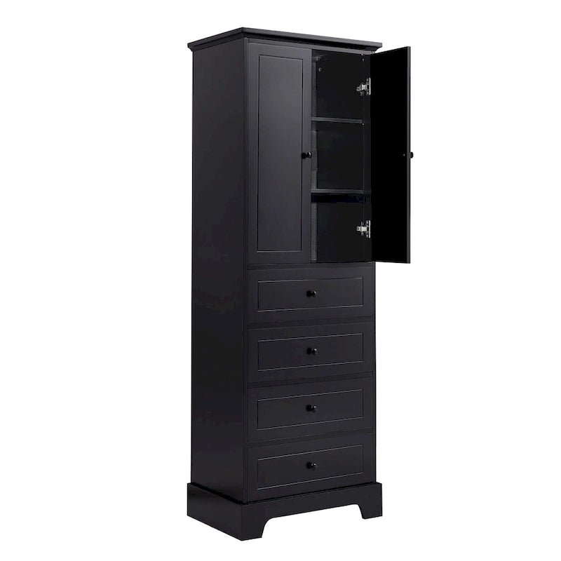 Armoire de rangement à 2 portes et 4 tiroirs pour salle de bain ou bureau