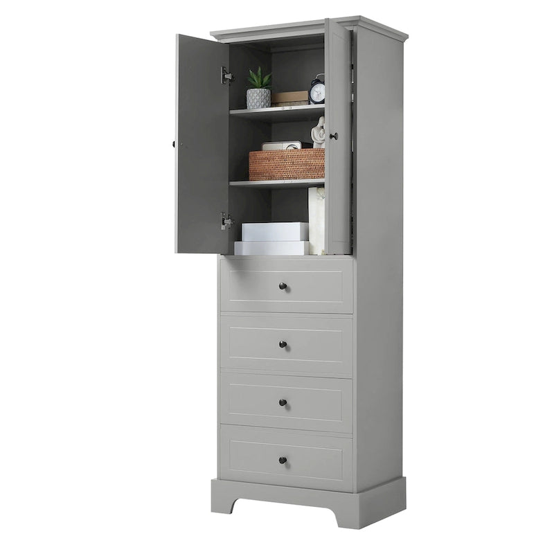 Armoire de rangement à 2 portes et 4 tiroirs pour salle de bain ou bureau