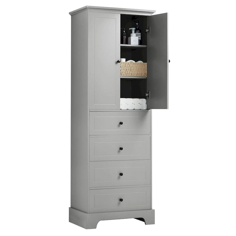 Armoire de rangement à 2 portes et 4 tiroirs pour salle de bain ou bureau