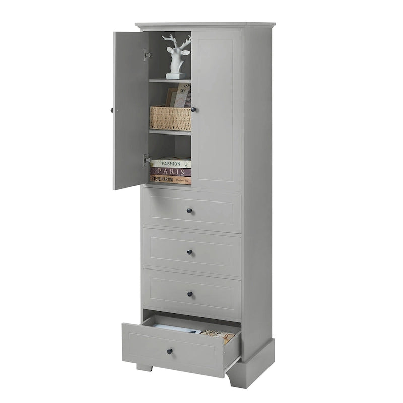 Armoire de rangement à 2 portes et 4 tiroirs pour salle de bain ou bureau