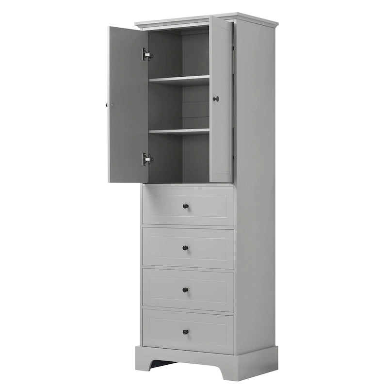 Armoire de rangement à 2 portes et 4 tiroirs pour salle de bain ou bureau