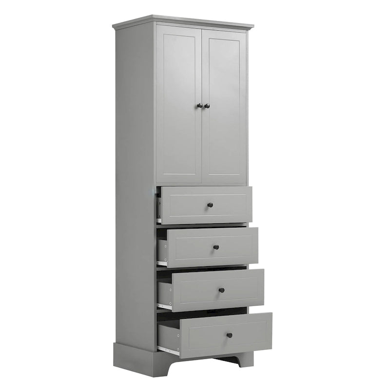 Armoire de rangement à 2 portes et 4 tiroirs pour salle de bain ou bureau