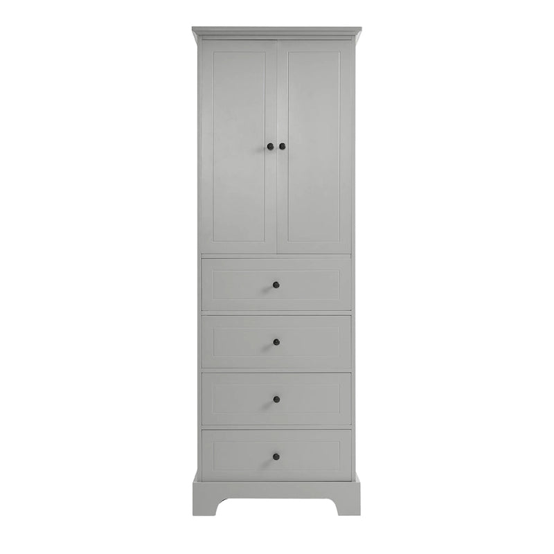Armoire de rangement à 2 portes et 4 tiroirs pour salle de bain ou bureau