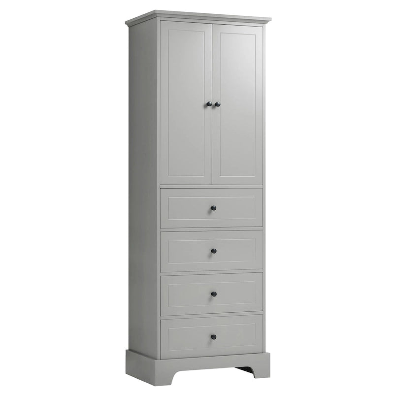 Armoire de rangement à 2 portes et 4 tiroirs pour salle de bain ou bureau