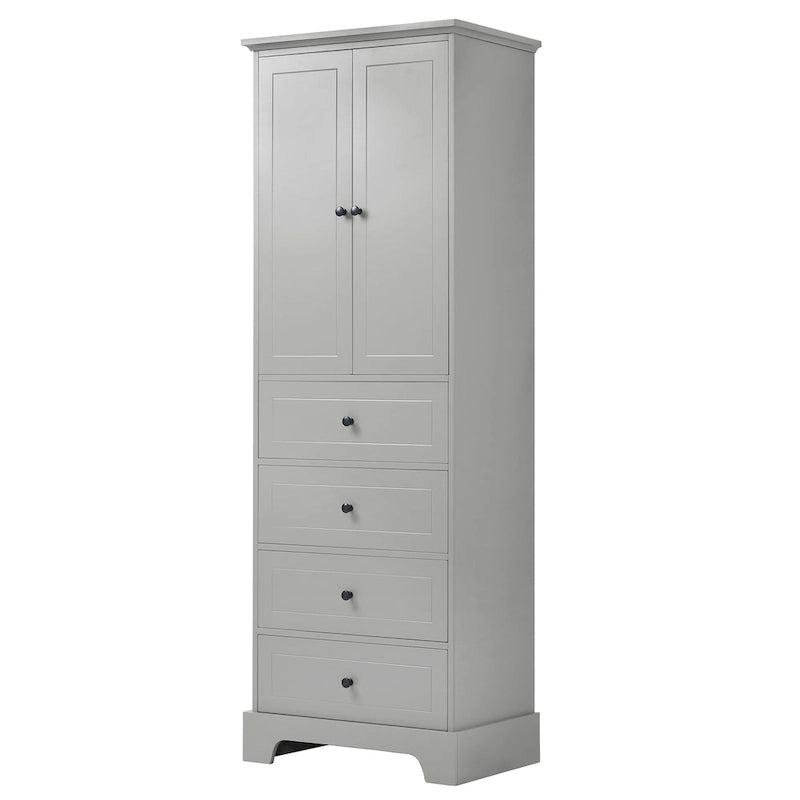 Armoire de rangement à 2 portes et 4 tiroirs pour salle de bain ou bureau