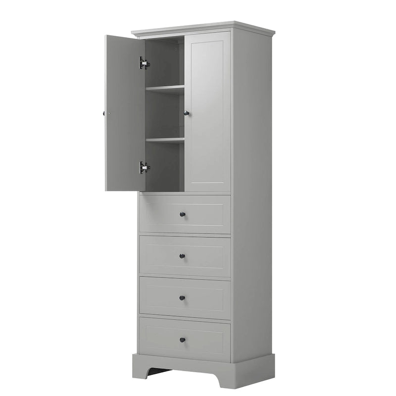 Armoire de rangement à 2 portes et 4 tiroirs pour salle de bain ou bureau