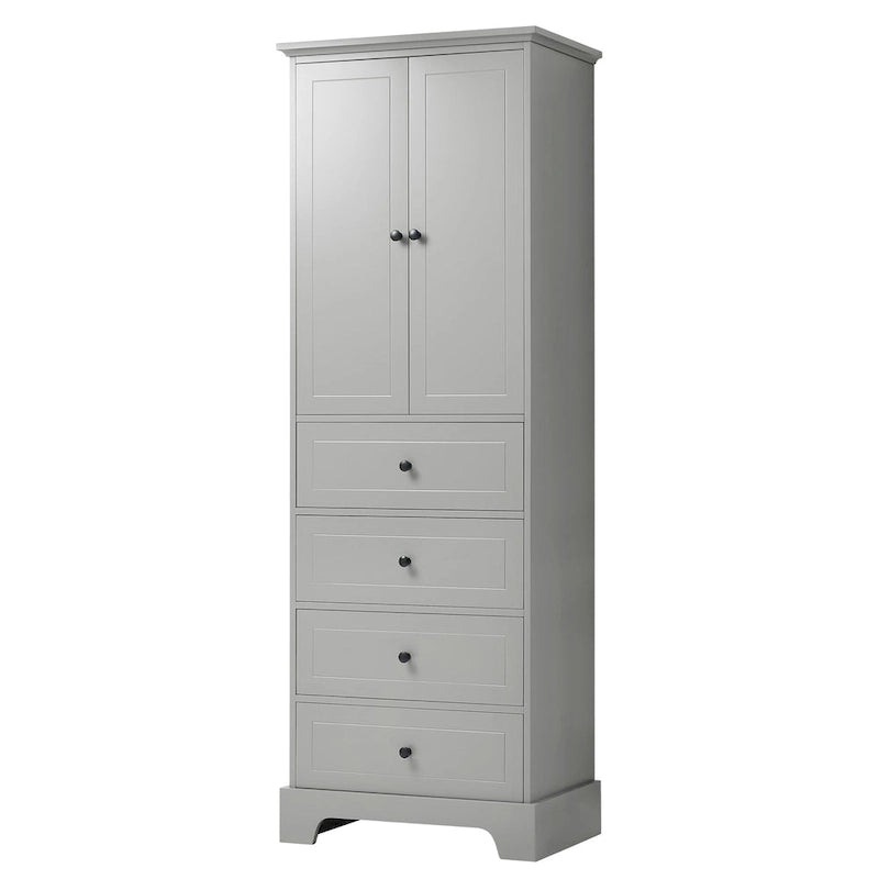 Armoire de rangement à 2 portes et 4 tiroirs pour salle de bain ou bureau