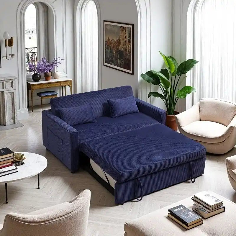 Canapé-lit 69" en velours côtelé avec dossier réglable et poche de rangement